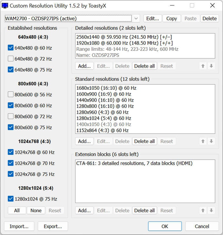 CRU Main Interface - Monitor Selection
